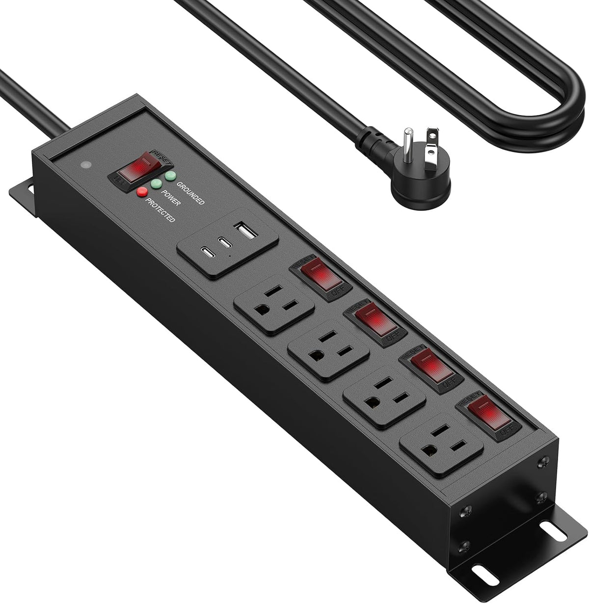 CCCEI Protector de sobretensiones resistente, calibre 12, puertos USB