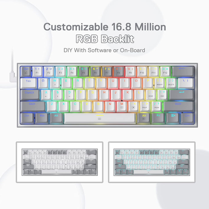 Redragon K617 Fizz - Teclado con cable para juegos RGB 60%, teclado...