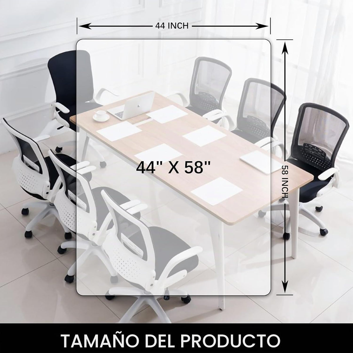 Lámpara Kuyal Tapete transparente para silla para suelo de madera dura de 44 x 58 pulgadas, tapete de protección de madera/azulejos para oficina y hogar (rectangular de 44 x 58 pulgadas)
