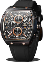 OLEVS Relojes para Hombre Casual Lujo Cara Grande Cronógrafo Multifuncional Relojes de Hombre Correa de Silicona/Nylon Duradera 3 ATM Resistente al Agua Reloj de Hombre Fecha Fase Lunar Reloj