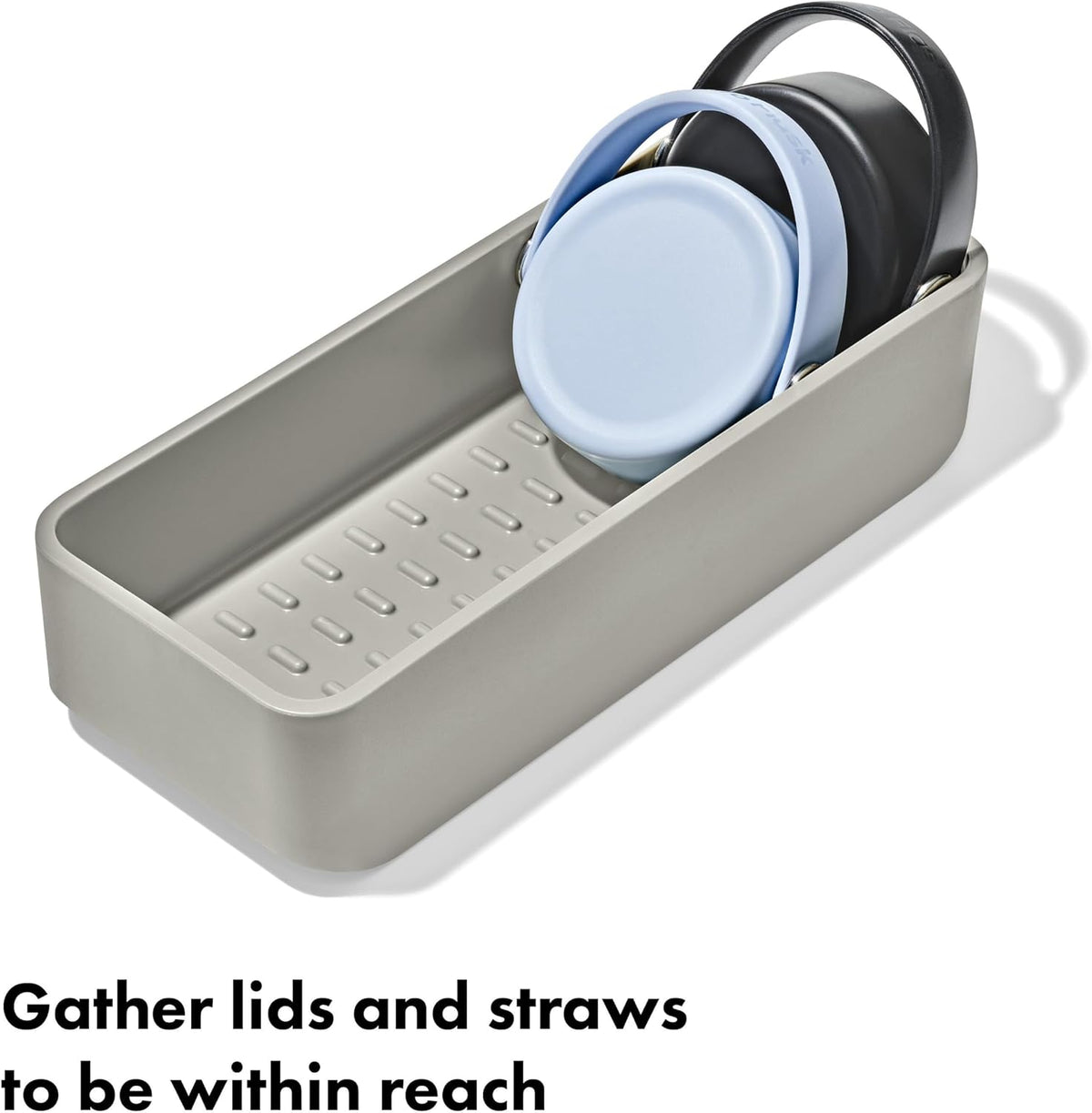 OXO Organizador de botellas de agua y contenedor de accesorios Good Grips