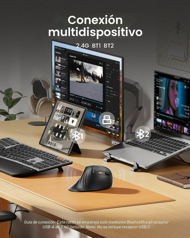 ProtoArc Ratón ergonómico, EM11 NL Bluetooth recargable inalámbrico...