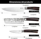 imarku - Juego de cuchillos de cocina de acero inoxidable japonés HC (3