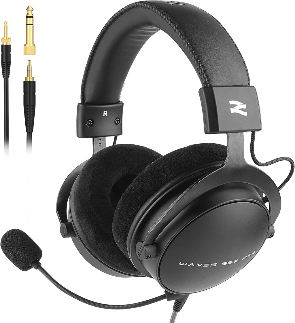 talomen Auriculares de monitor de estudio para grabación, auriculares de estudio con cable sobre la oreja con micrófono de pluma desmontable, auriculares de monitoreo profesional para podcast, transmisión, transmisión y mezcla de audio