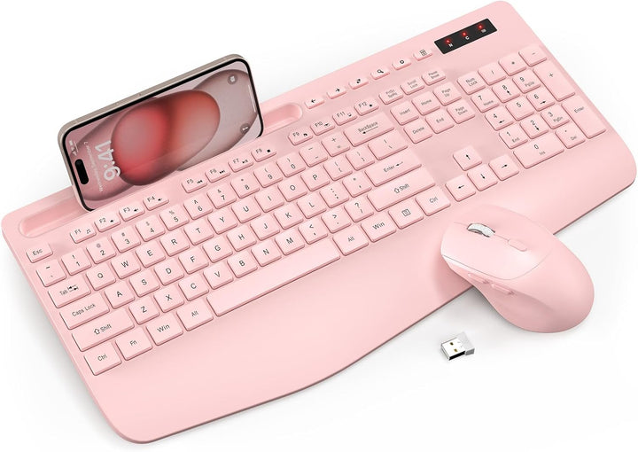 Combo de teclado y mouse inalámbrico - Teclado ergonómico de tamaño...