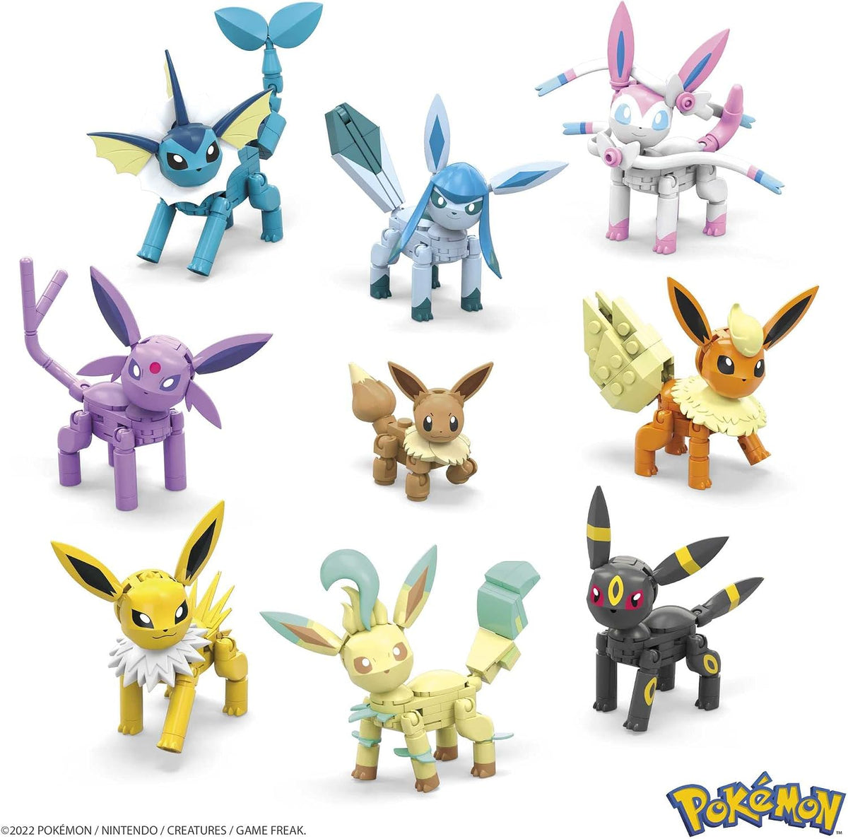 MEGA Juego de construcción de juguetes Pokémon Todas las evoluciones de Eevee con 470 piezas, 9 personajes articulados, para niños