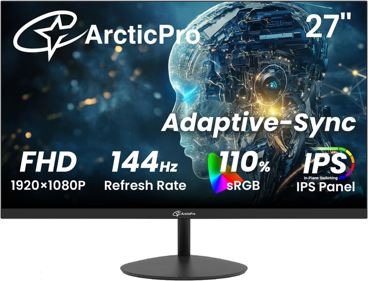 ArcticPro - Monitor de computadora de 27 pulgadas, FHD 1080p, 144Hz...