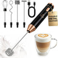 Zulay Kitchen Espumador de leche recargable de mano, varita espumadora, mezclador de bebidas, espumador eléctrico, para capuchinos, matcha y proteína en polvo, batidor Ultra Metal 4, cobre negro de