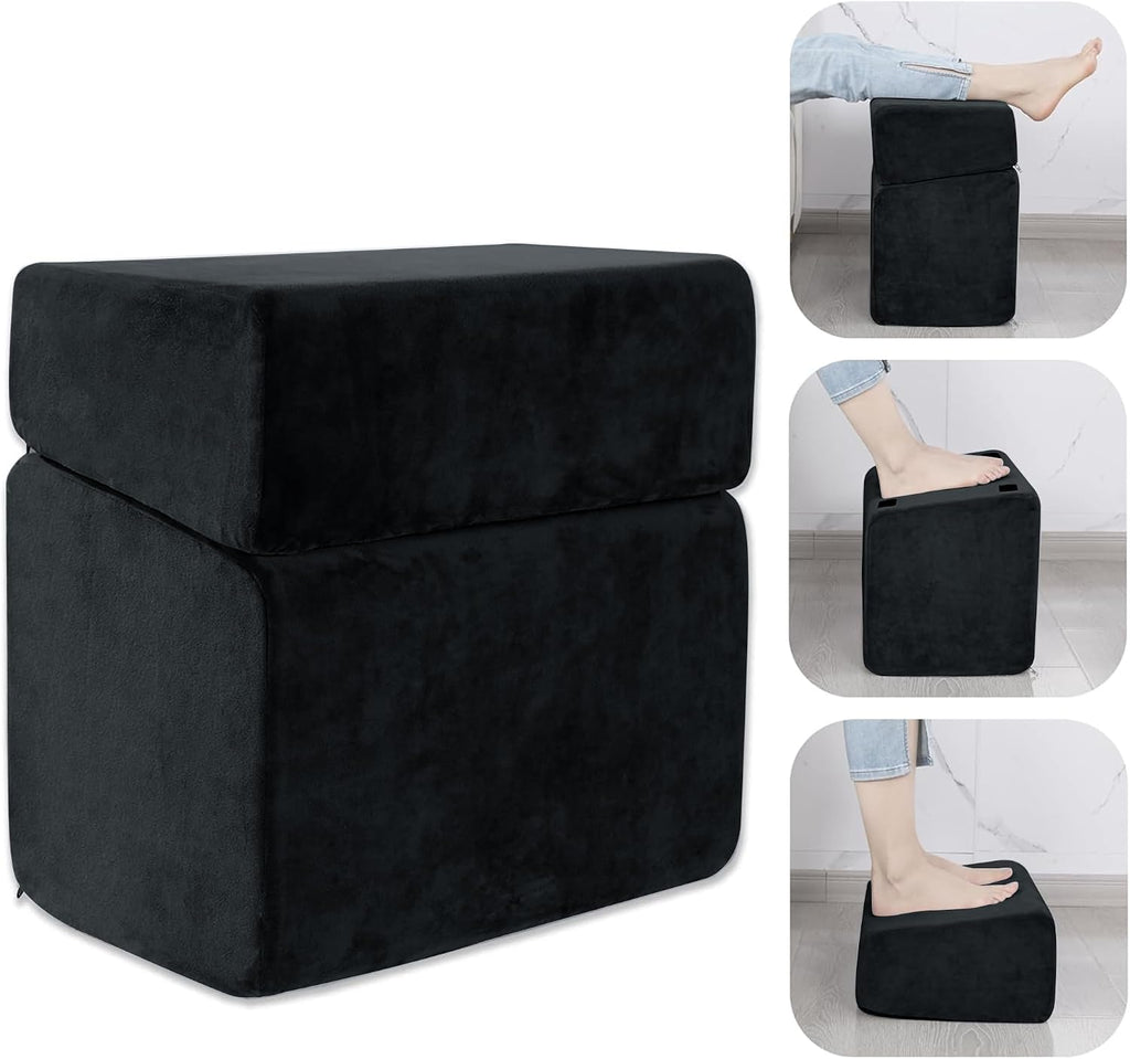 Lámpara Reposapiés para debajo del escritorio, reposapiés ergonómico de oficina con 3 alturas ajustables, reposapiés de espuma viscoelástica de alta densidad para el hogar, viajes, avión con funda lavable