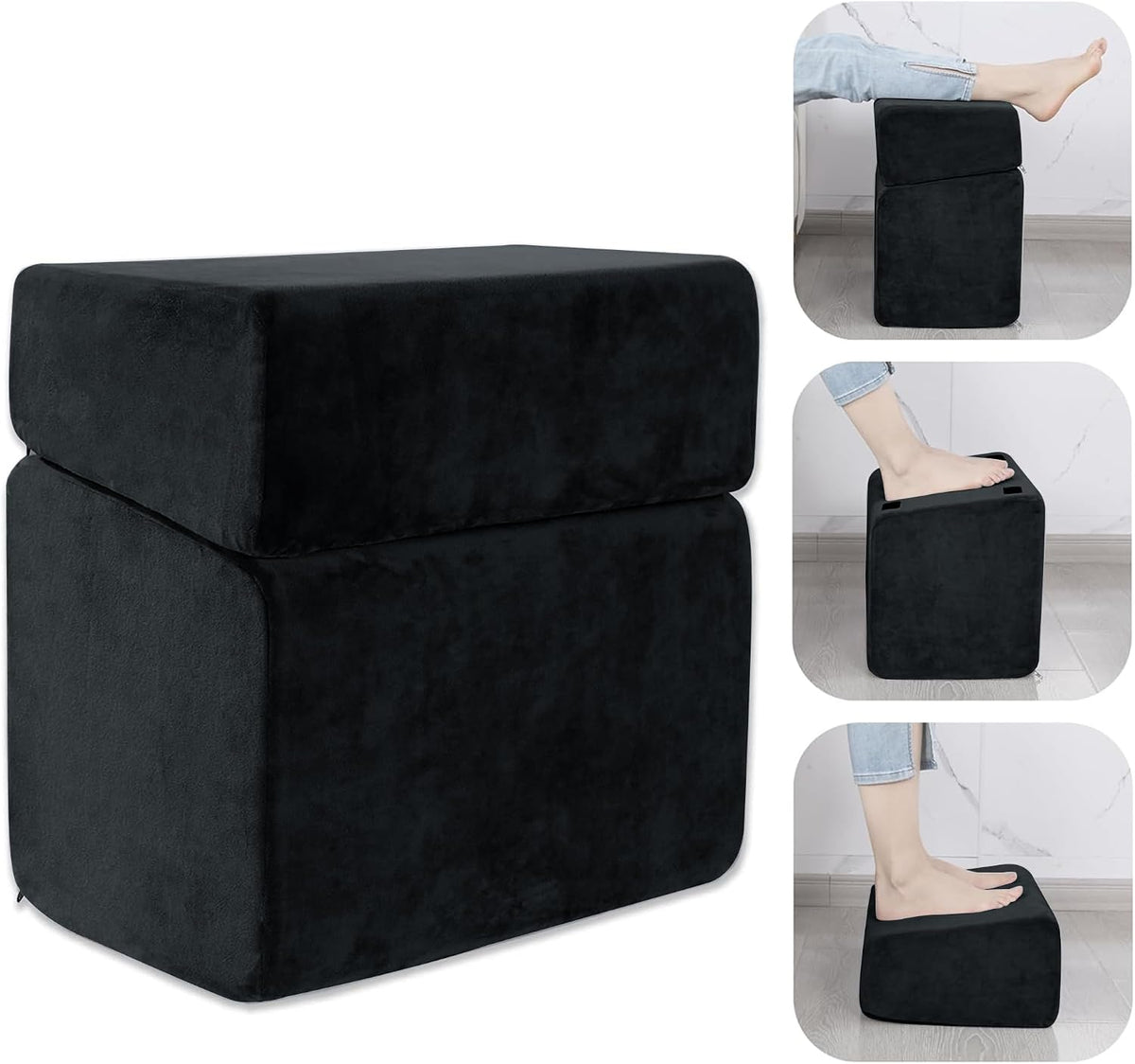 Lámpara Reposapiés para debajo del escritorio, reposapiés ergonómico de oficina con 3 alturas ajustables, reposapiés de espuma viscoelástica de alta densidad para el hogar, viajes, avión con funda lavable