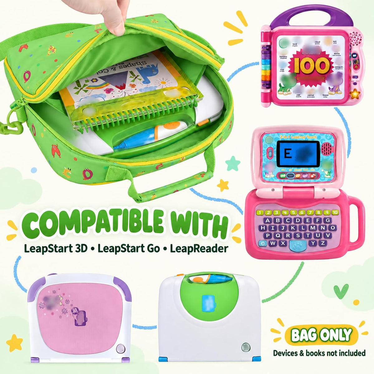 Tamnqin - Bolsa portátil compatible con sistema de aprendizaje interactivo LeapFrog LeapStart 3D, solo funda
