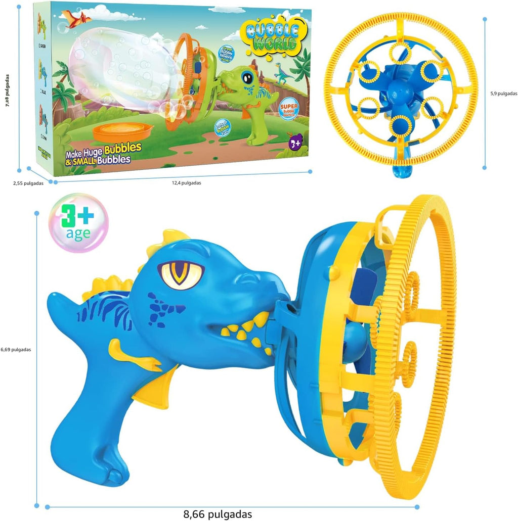 Pistola de burbujas de dinosaurio para niños de 3 a 8 años, juguete
