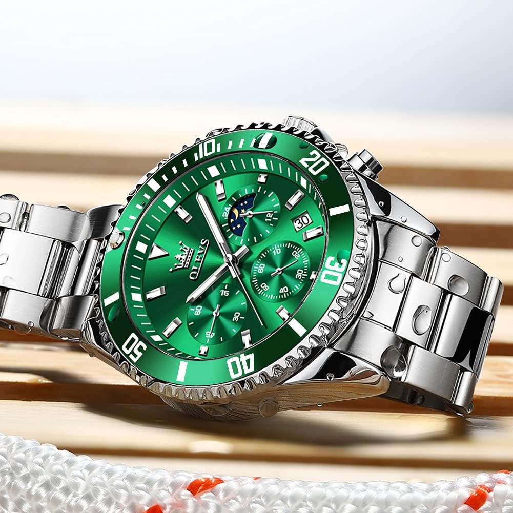 OLEVS Relojes para hombre, de cara grande, de acero inoxidable, resistente al agua, con fecha, analógicos, de cuarzo, modernos, de negocios, relojes de pulsera para hombre