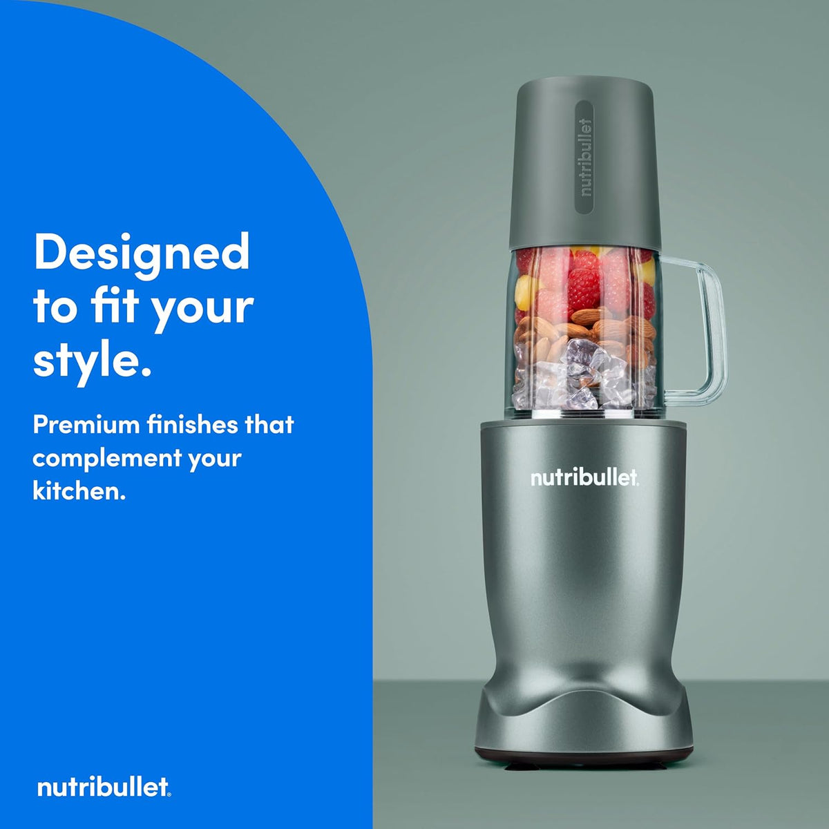 nutribullet Turbo Tumbler Edition, licuadora personal para batidos y bebidas congeladas, vaso de 24 onzas con bota, vaso de 32 onzas, tapas de viaje y para llevar, 1000 W, verde salvia fresco