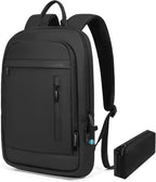Mochila para hombre, ligera, para viajes de negocios, mochila antirrobo resistente al agua para computadora de 15.6 pulgadas para computadora diaria de oficina y trabajo con bolsa pequeña (negro, 15.6 pulgadas)