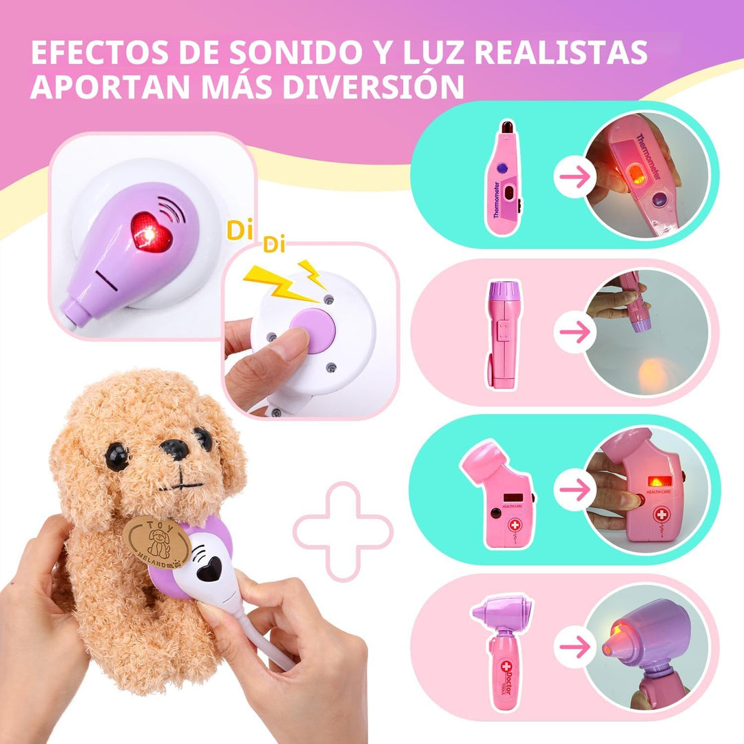Meland - Kit médico de juguete para niñas, juego de doctor, peluche...