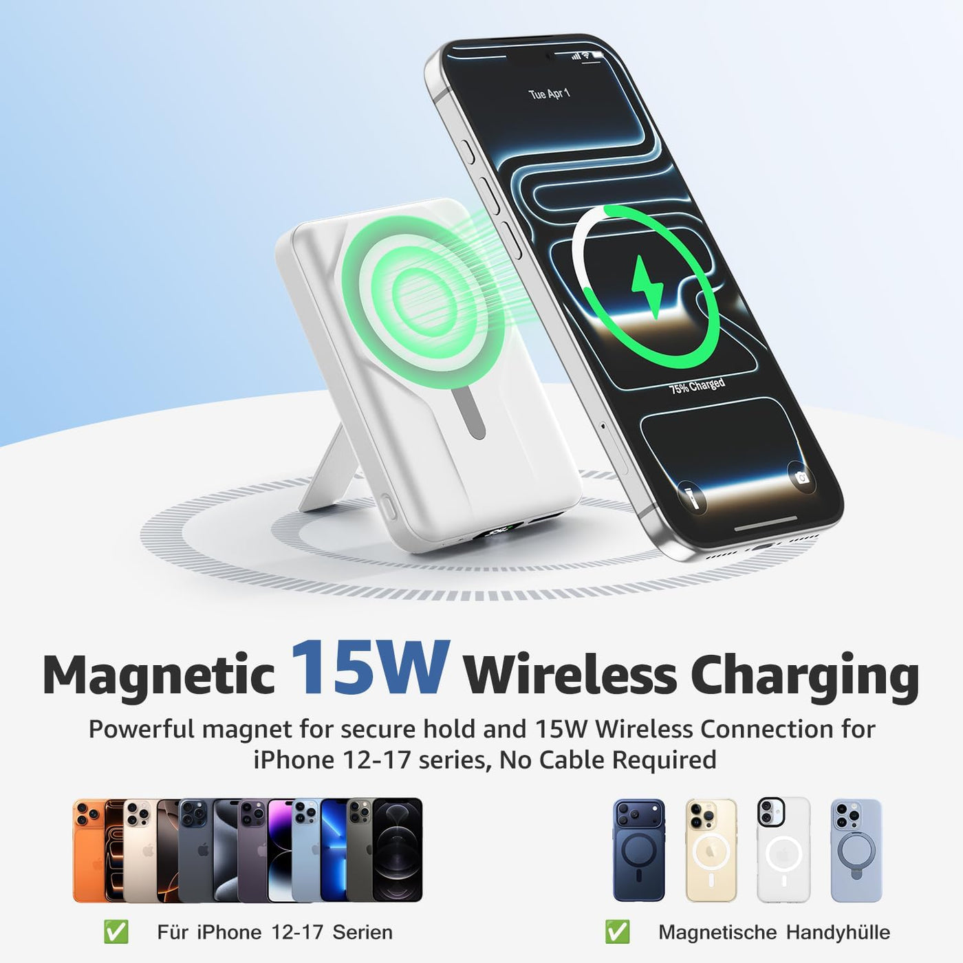 Azmuth Banco de energía magnético, 10000 mAh para batería MagSafe,...