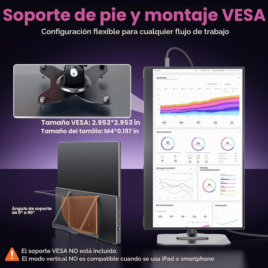 cocopar Monitor portátil de 17.3 pulgadas 4K UHD 60Hz 150% sRGB Mon...
