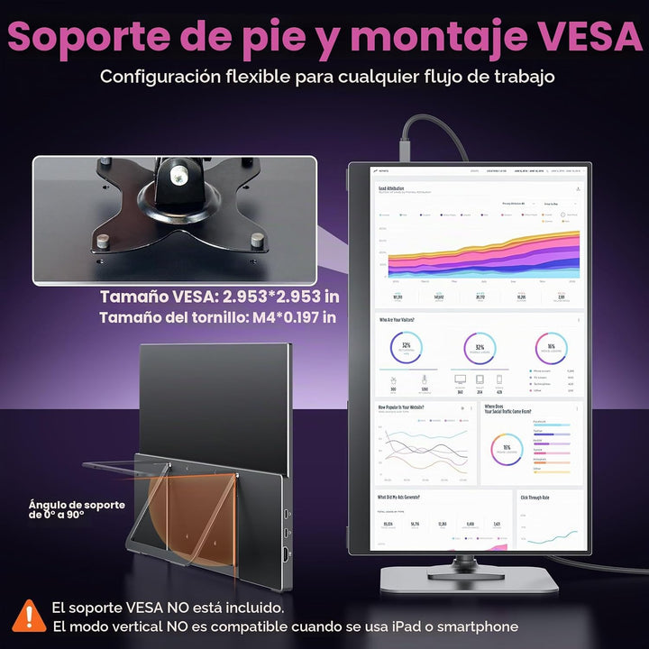 cocopar Monitor portátil de 17.3 pulgadas 4K UHD 60Hz 150% sRGB Mon...