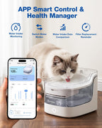 PETGUGU Fuente de agua para gatos de 2L/68 oz Fuente inalámbrica para