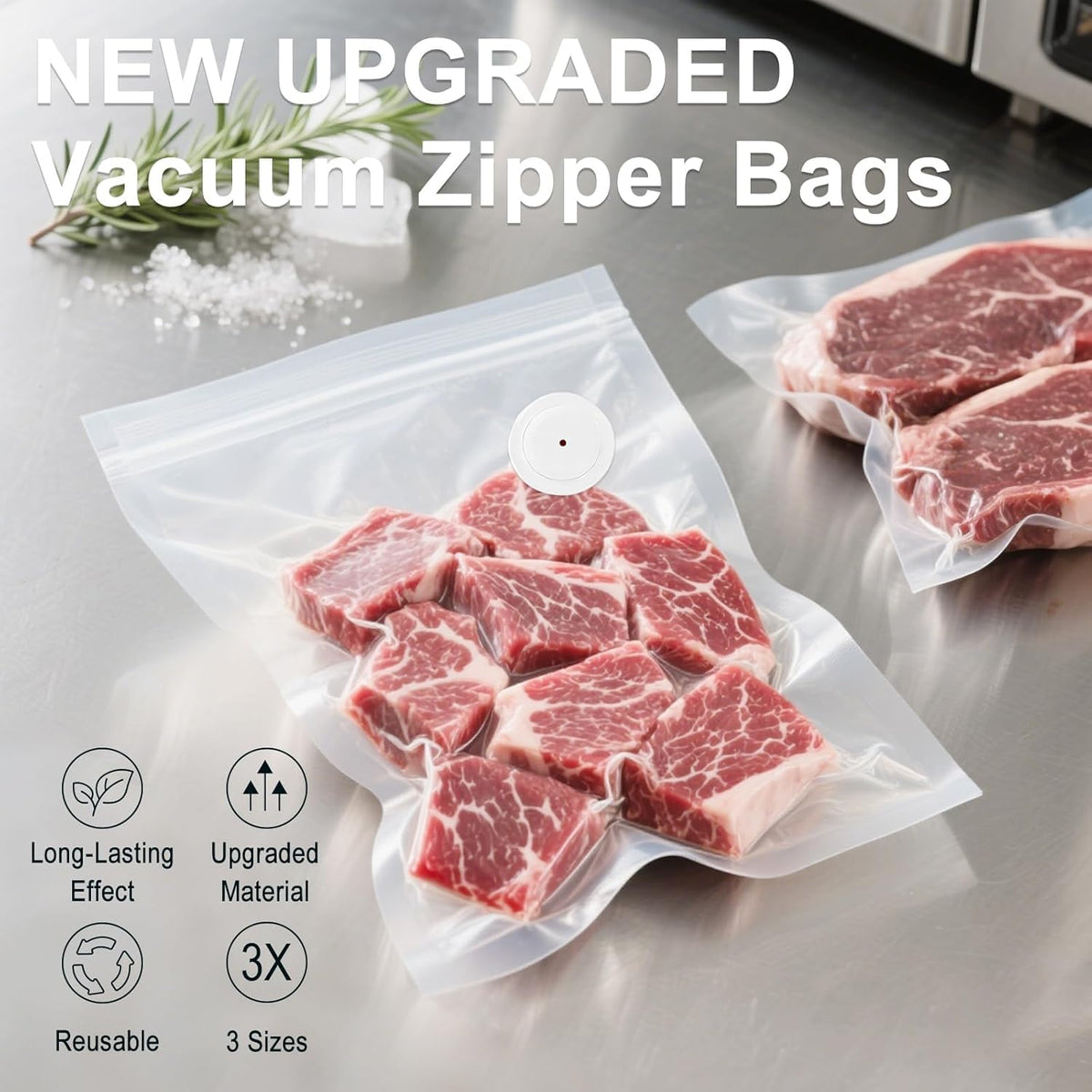 MEGAWISE Paquete de 39 bolsas selladas al vacío sin BPA con bomba de aire, bolsas reutilizables para almacenamiento de alimentos en 3 tamaños, con/sin válvula, aptas para microondas y congelador, para