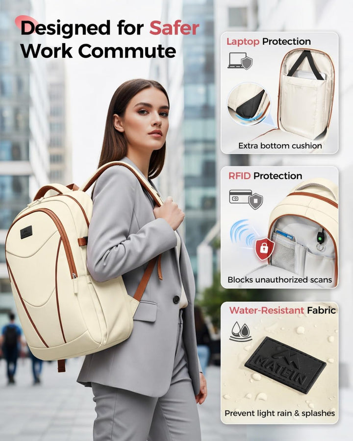 MATEIN HER Mochila de trabajo para laptop con compartimento para al...