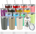 YOUKE OLA Paquete de 16 vasos de acero inoxidable a granel de 20 onzas, taza de viaje aislada al vacío, taza de café con recubrimiento en polvo, regalo para cócteles de vino, bebidas frías y calientes