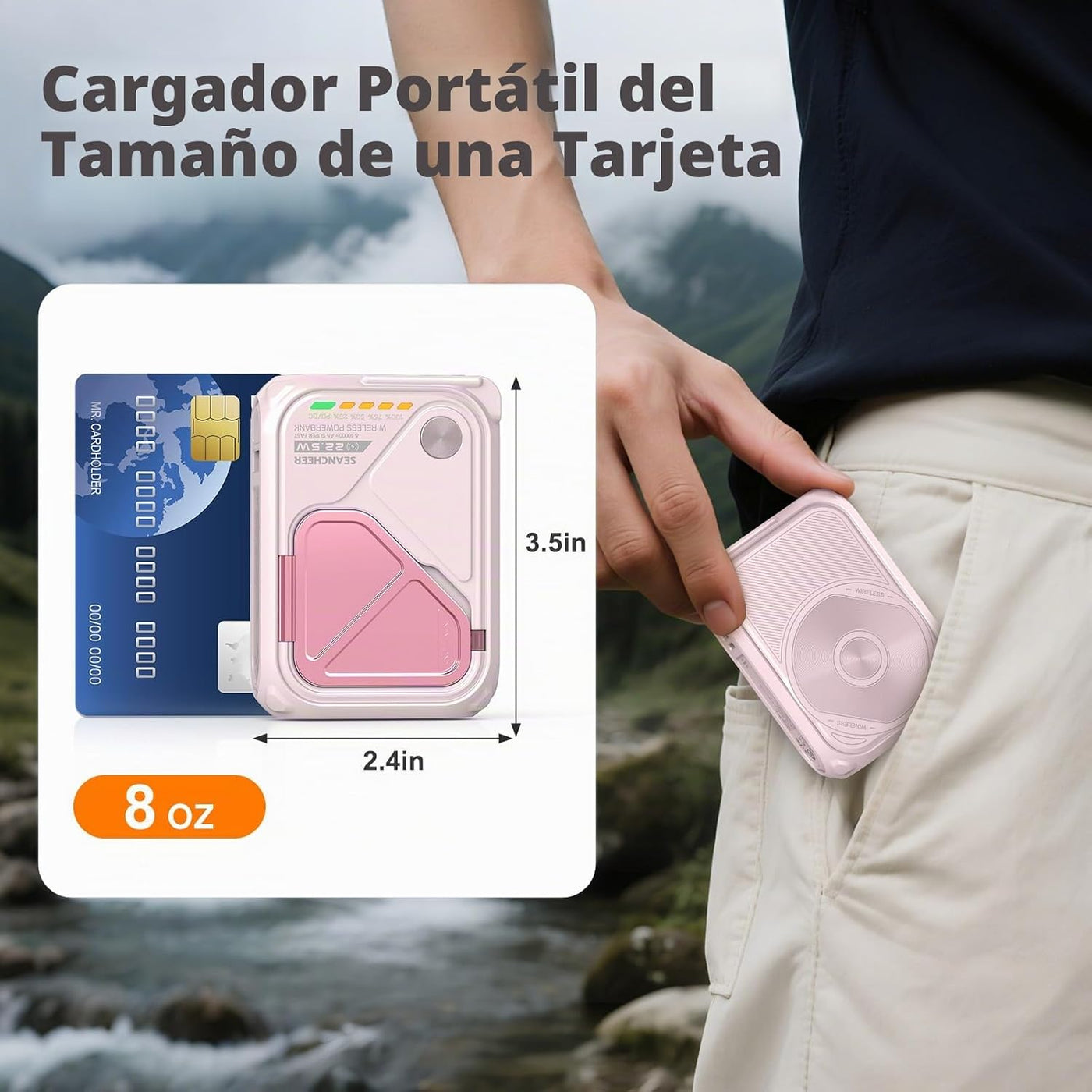 SEANCHEER Cargador portátil P05, banco de energía magnético, pequeñ...