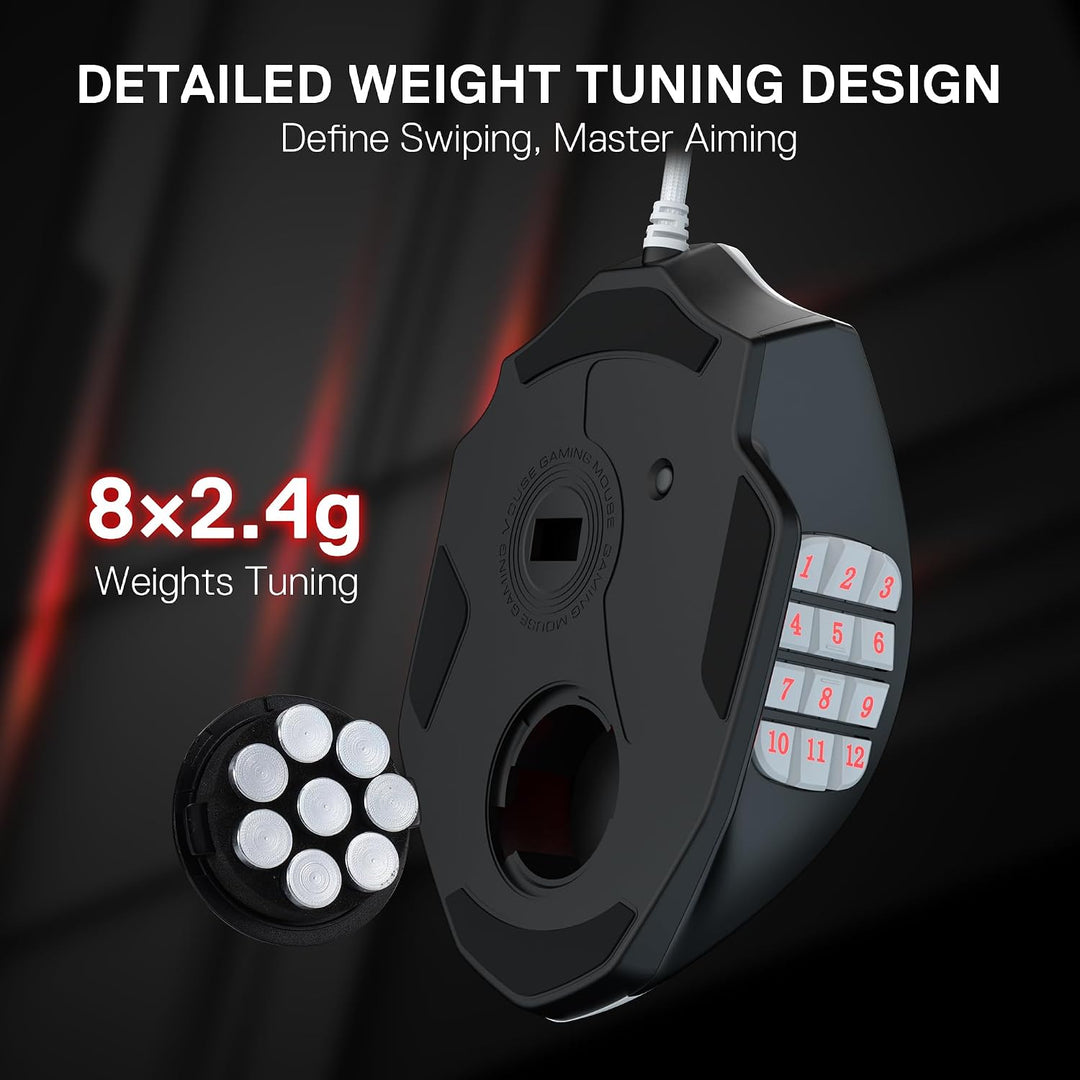 Redragon M908 Impact RGB MMO Mouse para juegos, ratón ergonómico co...