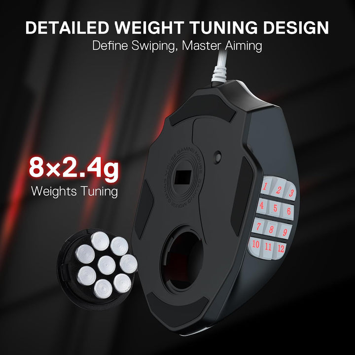 Redragon M908 Impact RGB MMO Mouse para juegos, ratón ergonómico co...