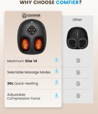 COMFIER Masajeador de pies elegible para FSA con calor, máquina masajeador de pies Shiatsu elegible para HSA para fascitis plantar, amasamiento y compresión para dolor neuropatía, se adapta hasta