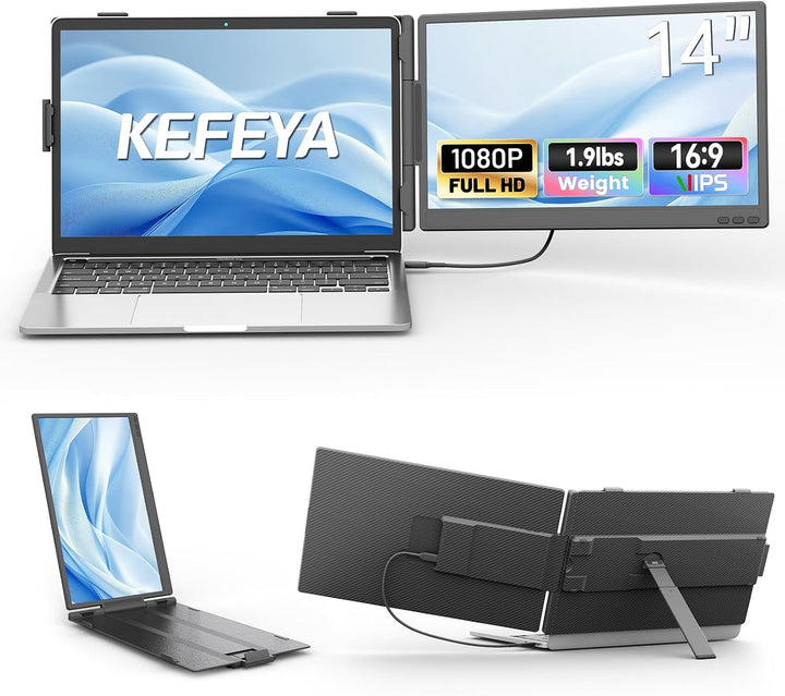 KEFEYA - Extensor de pantalla para laptop, 14" FHD 1080P IPS, e...