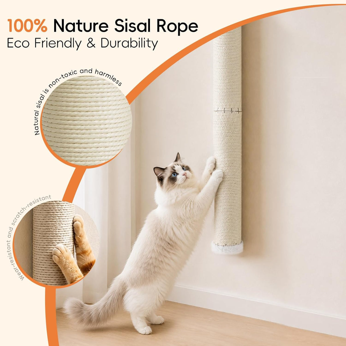 Rascador de pared para gatos de 60 pulgadas de alto
