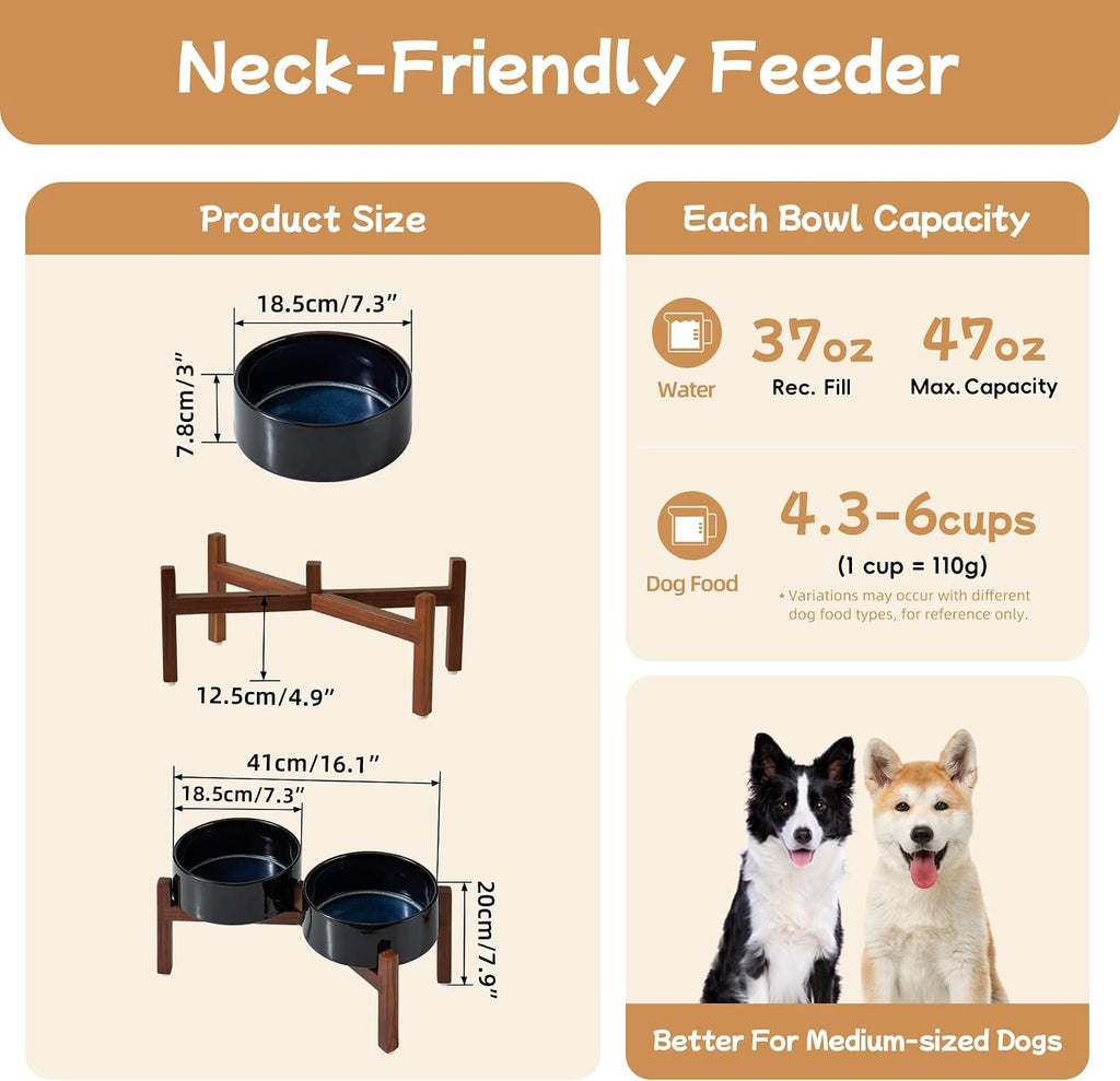 Cuencos elevados para perros, cuenco elevado de cerámica para