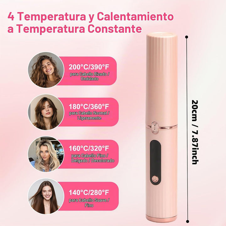 Cepillo alisador de pelo inalámbrico, iones negativos de 1,640.4 ft...