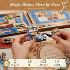 CUTEBEE Kit de rincón de libro, kit de casa en miniatura para adultos, decoración de estantería de libros de casa de muñecas, rompecabezas de madera 3D (Dreamscape Adventure&Dream Parade Theatre)