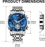 OLEVS Relojes para hombres Luxurious vestimenta acero inoxidable resistente al agua cronógrafo
