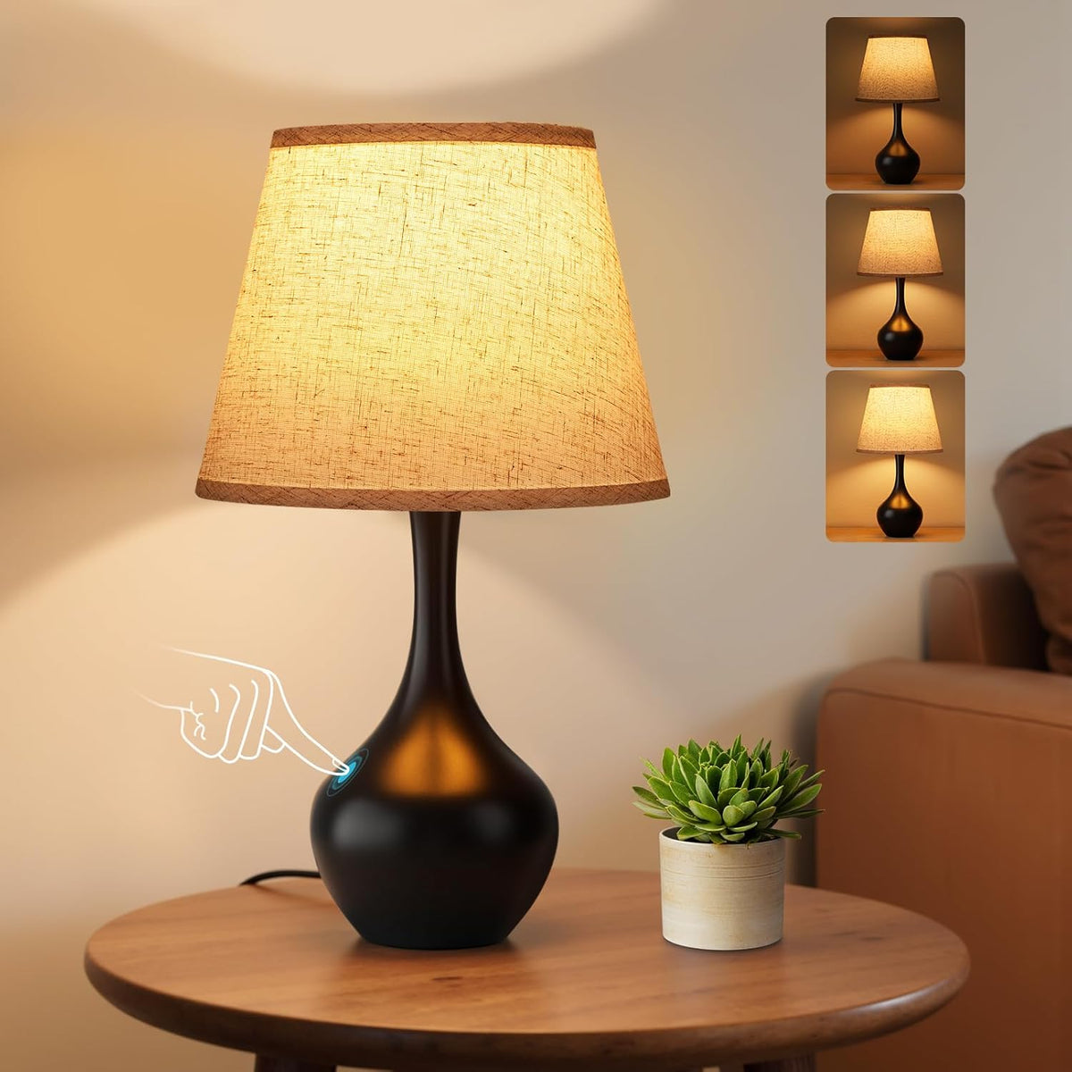 Lámpara Lámpara de mesa táctil de 16.1 "para mesita de noche, lámpara de dormitorio