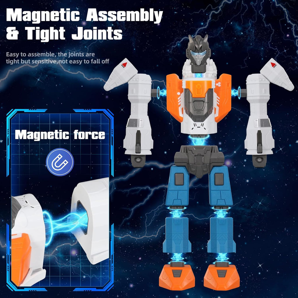 MIEBELY 3 en 1 Magnetic Transform Robot Toy Lights Sounds para Kids 3-9