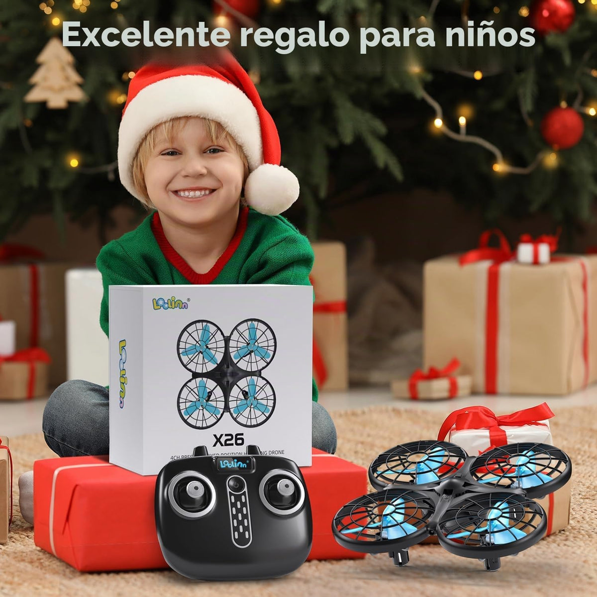 Loolinn | Drones para regalo para niños – Mini dron, dron RC con tecnología anticolisión automática, seguro para niños, fácil de volar, giro de 360°, modo controlado a mano (regalo para niños y niñas)