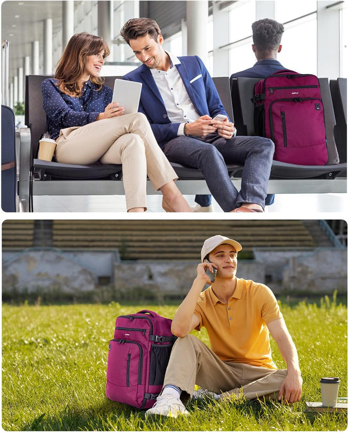 ECOHUB Mochila de Viaje Mochila de Equipaje de Mano, rojo (Red-3),...