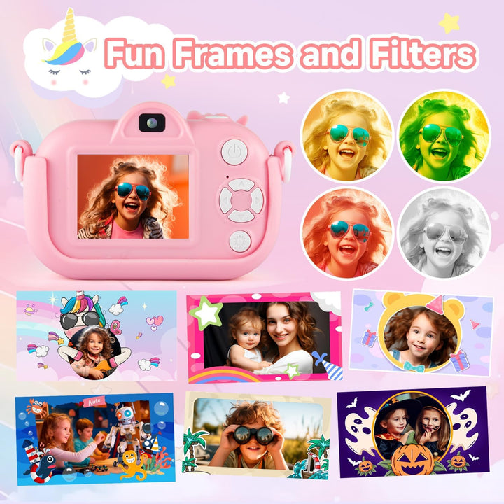 MAVOKIS Cámara digital para niños de 3 a 8 años, cámara 1080P para...