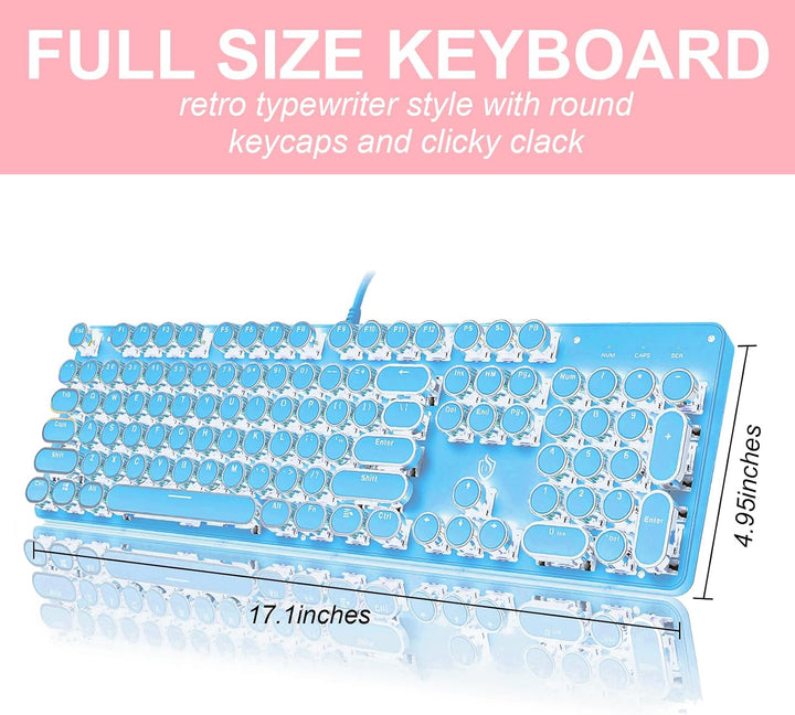 YSCP Teclado mecánico para juegos estilo máquina de escribir, retro...