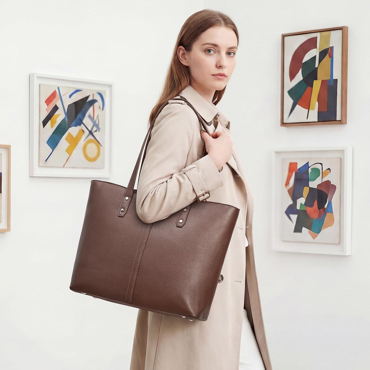 S-ZONE Bolsa de mano para mujer, bolsos de trabajo, bolsos de mano, correa