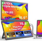 KEFEYA Monitor portátil de 15.6 pulgadas, extensor de pantalla trip...