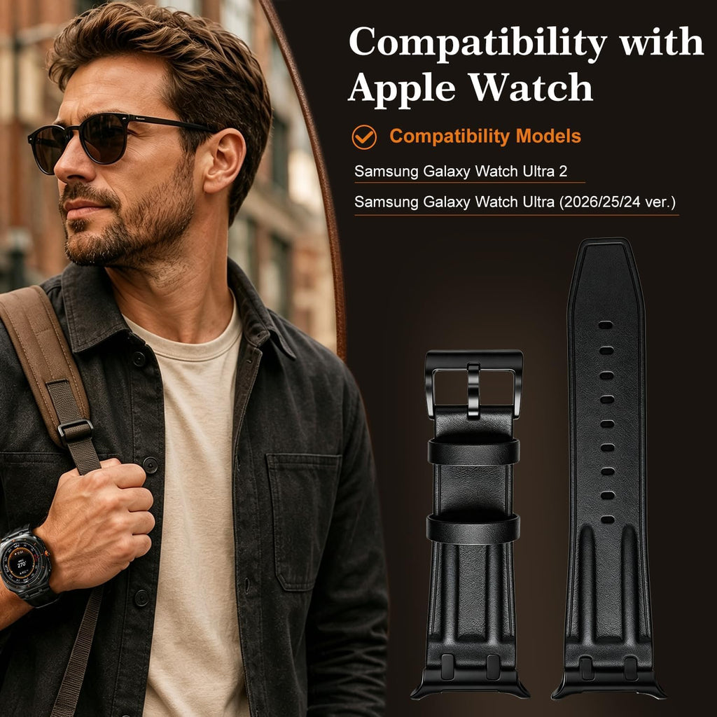 Correa de cuero retro compatible con Samsung Galaxy Watch Ultra 2/1 de