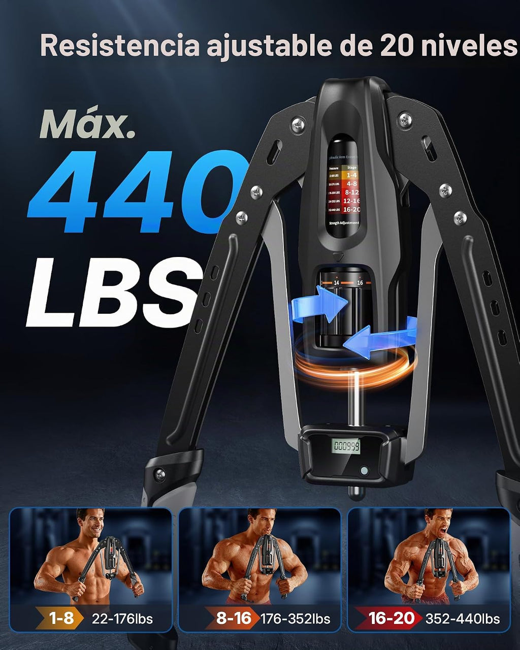 Merach Twister Entrenador de Antebrazos, 22-440 lb Potenciador Hidráulico de Fuerza | Expansor de Pecho Ajustable para Casa, Equipo de Fitness para Entrenamiento de Músculos del Hombro, Fortalecedor de Brazos para Ejercicio