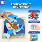 TOY Life - Rompecabezas de madera para niños pequeños de 2 a 4 años, rompecabezas de animales marinos para niños pequeños de 1 a 3 años, rompecabezas de madera, juguetes Montessori educativos, regalos