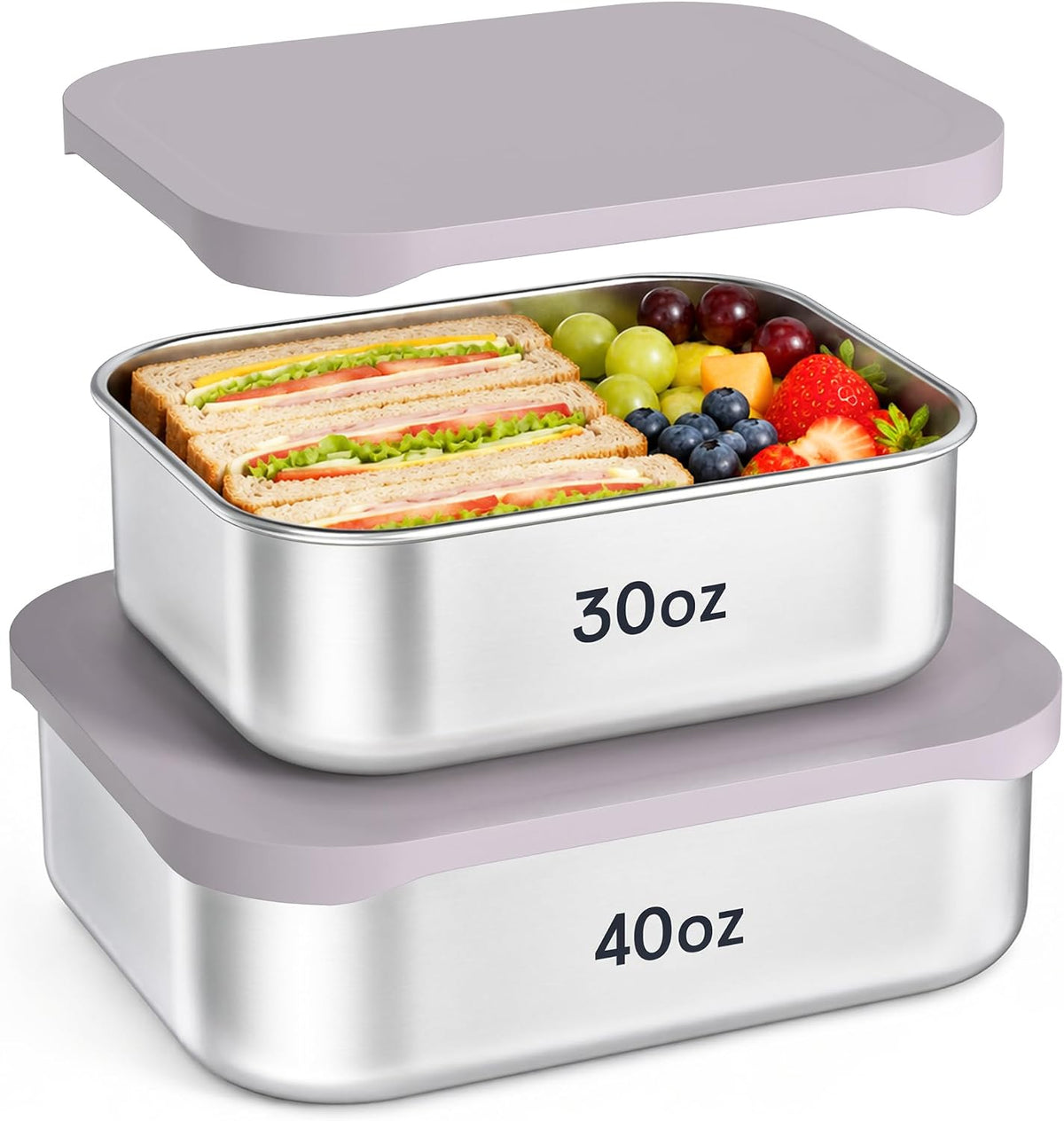 Caperci Paquete de 2 recipientes de alimentos de acero inoxidable