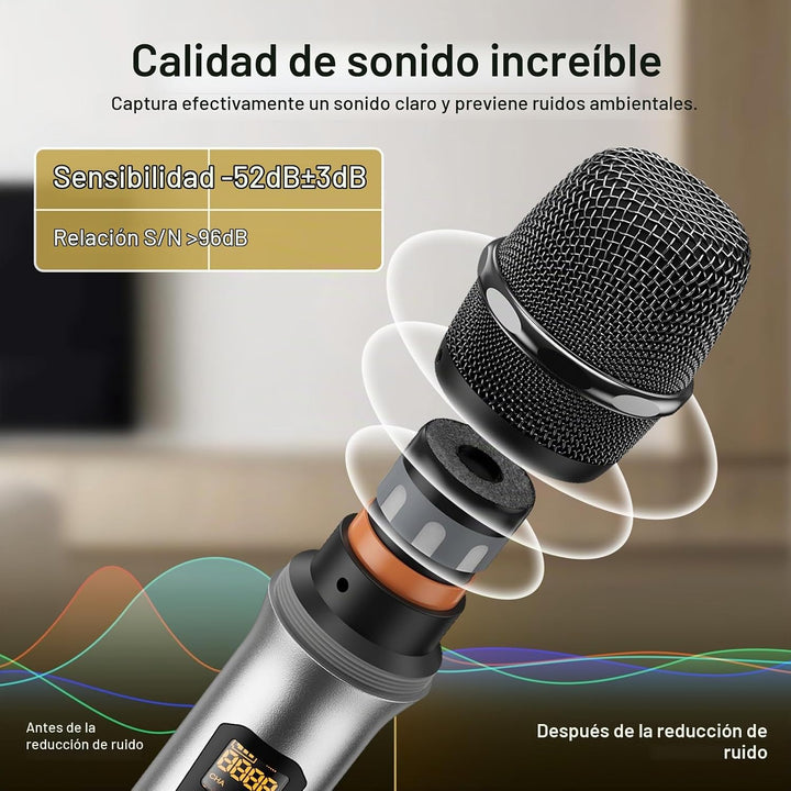 TONOR Micrófonos inalámbricos, sistema de micrófono dinámico de met...